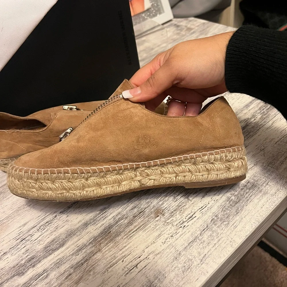 ALEXANDER WANG Devon nubuck zip front espadrille shoes